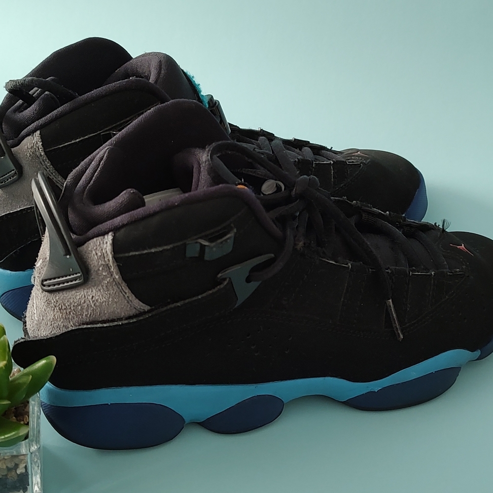 Jordan 6 Rings Aqua black sneakers size 7Y athletic good condition 25 cms - Picture 7 of 12